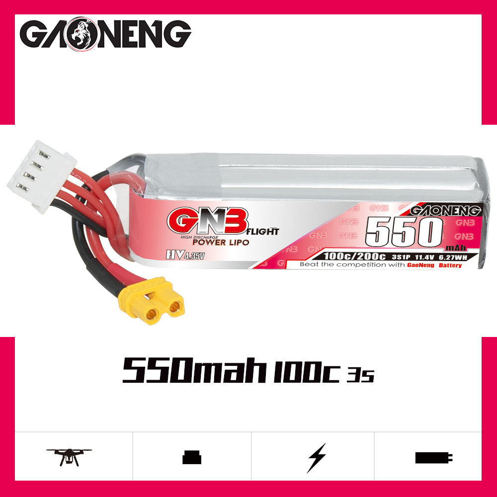 Batería Lipo GNB HV 11,4 V 550 - Drone Racing Battery reseña y precio
